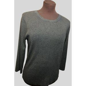 Women's Cable & Gauge Knit Dark Grey Scoop Neck LS Sweater w/Button Accents XL